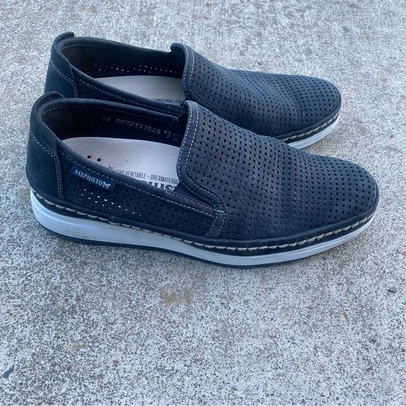 Mephisto Mens size 7 leather slip-in loafer shoes navy blue main image 7